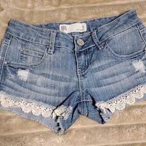 RSQ Blue Denim Shorts with White Lace